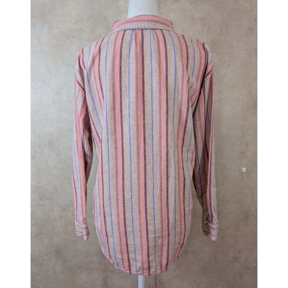 Maeve Anthropologie Lida Top Womens XS Pink Stripe Linen Blend Boho Shirt - Picture 3 of 10